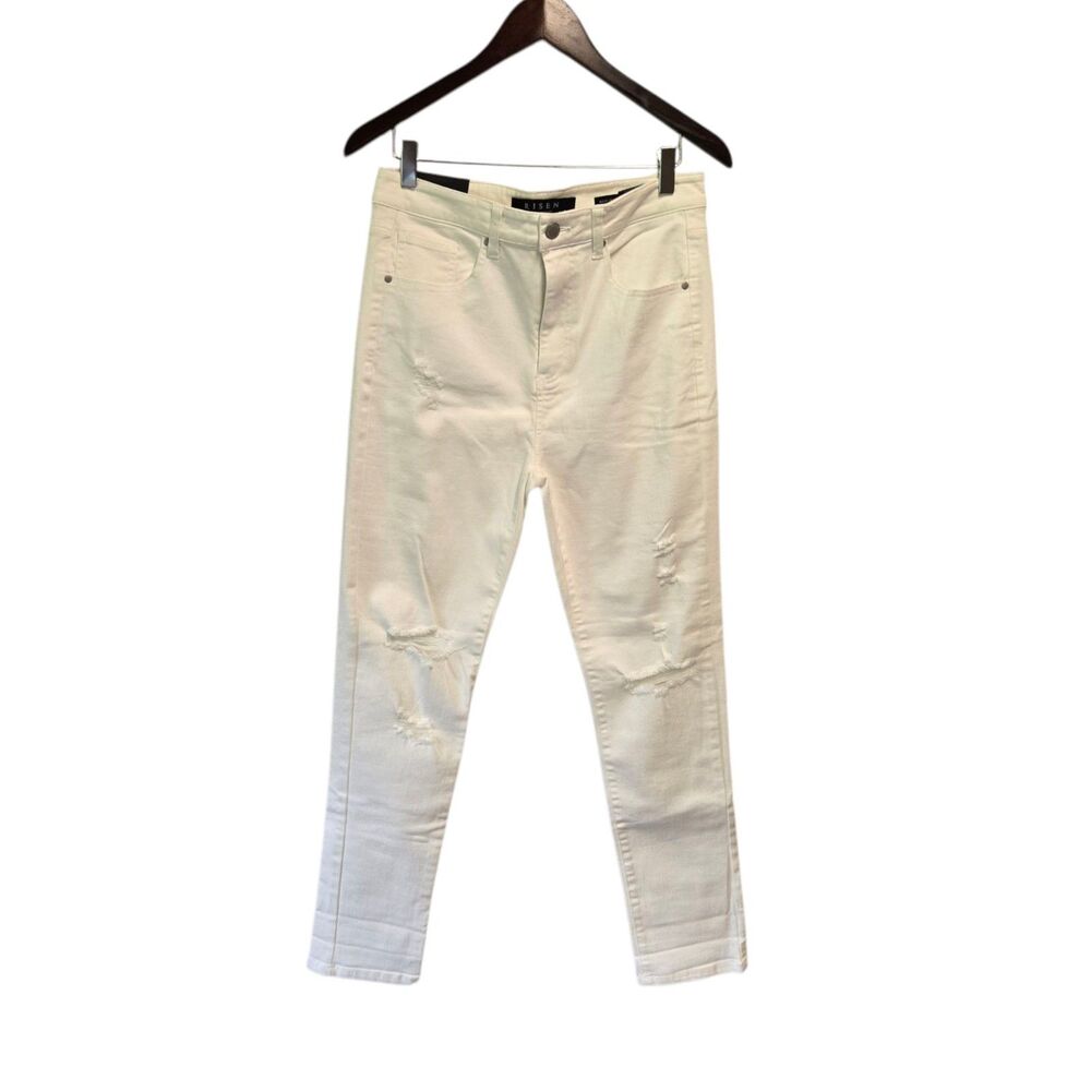 RISEN‎ Distressed Ankle Color Skinny Jeans in White Denim Size 29